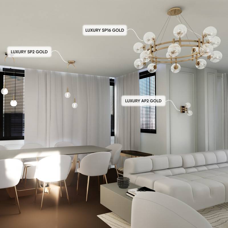 Подвесная люстра Crystal Lux LUXURY SP16 GOLD