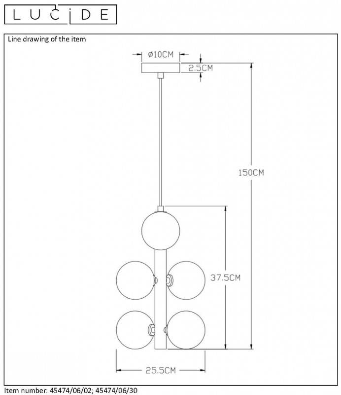 Подвесная люстра LUCIDE 45474/06/30