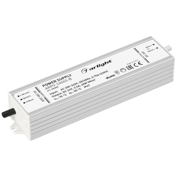 Блок питания Arlight ARPV 60W, 24V, IP67, Металл ARPV-24060-B