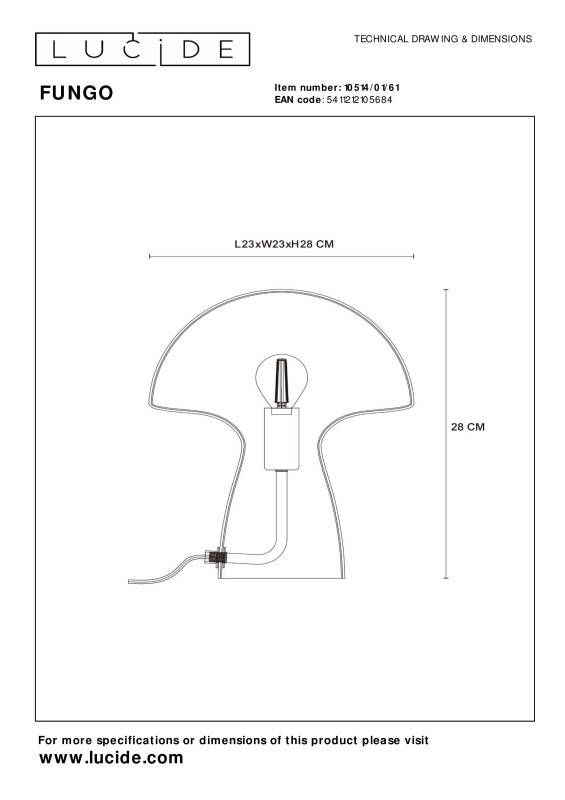 Детская настольная лампа LUCIDE 10514/01/61