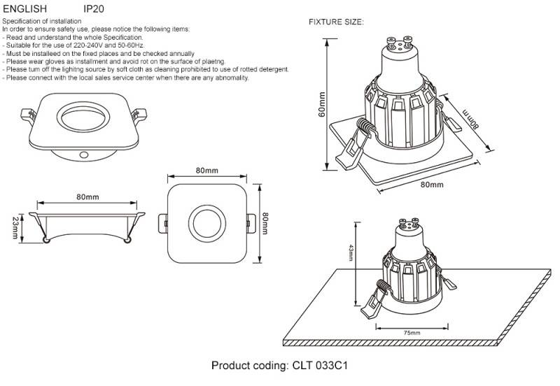 Встраиваемый светильник Crystal Lux CLT 033C1 WH