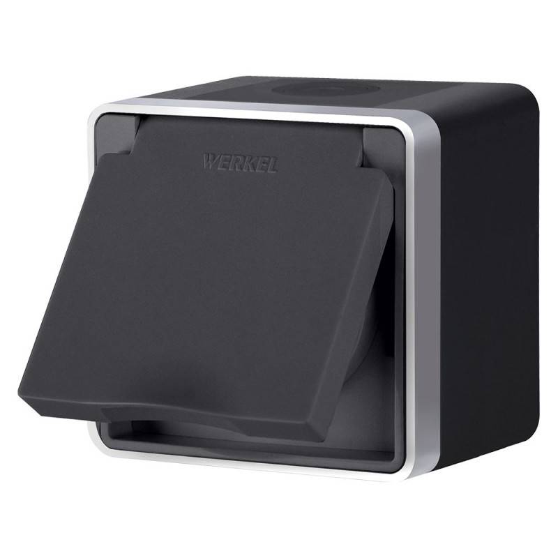 Розетка Werkel W5071234 черный с серебром