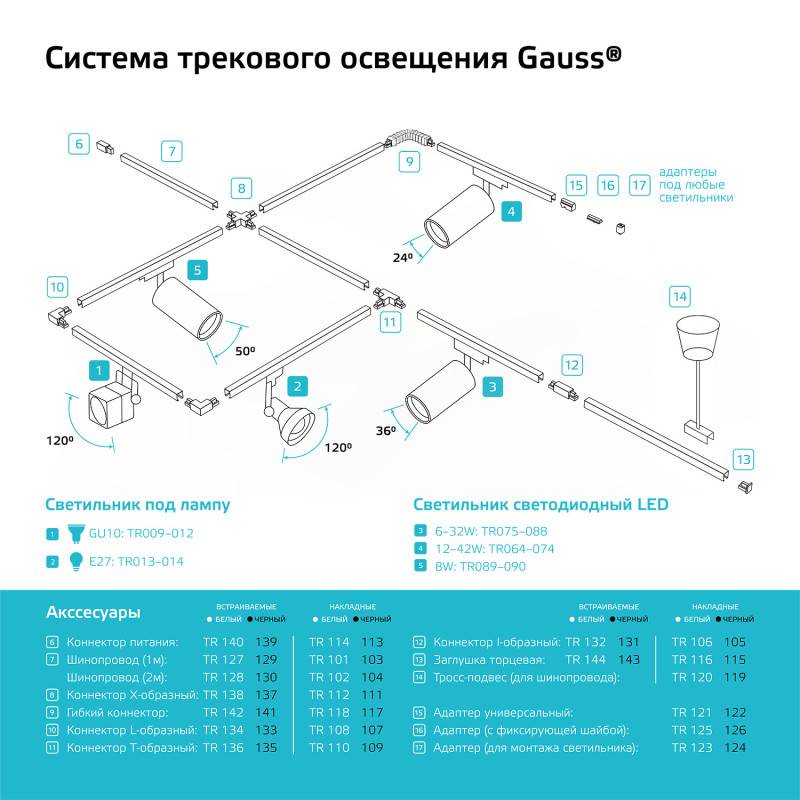 Светильник на шине Gauss TR065