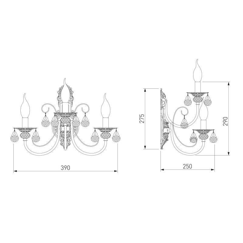 Бра Eurosvet 3305/3 латунь/прозрачный хрусталь