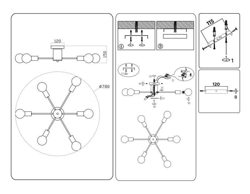 Люстра на штанге Ambrella Light TR80402