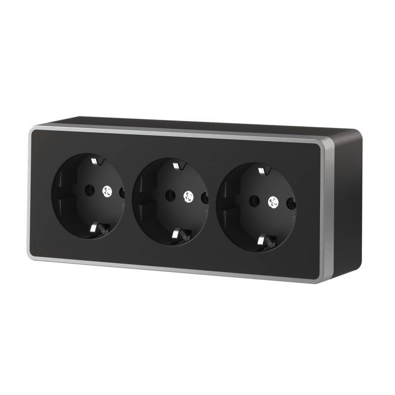 Розетка Werkel W5073134 черный с серебром