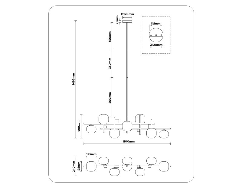 Люстра на штанге Ambrella Light LH51017