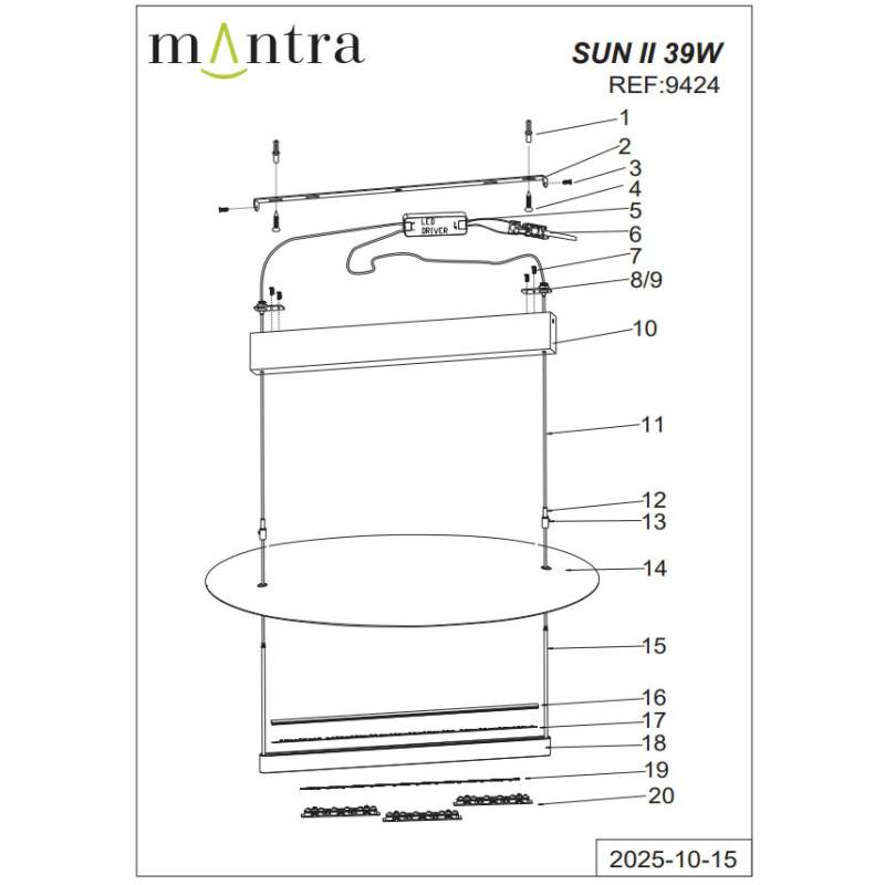 Подвесная люстра Mantra 9424