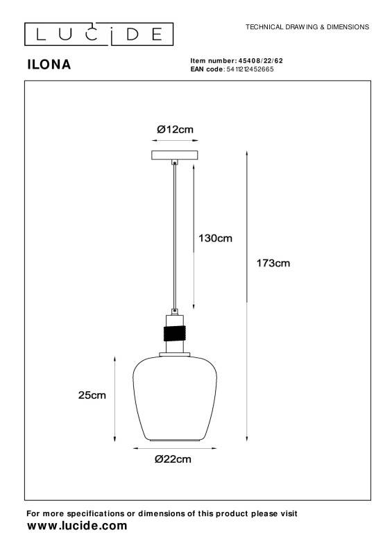 Подвесной светильник LUCIDE 45408/22/62