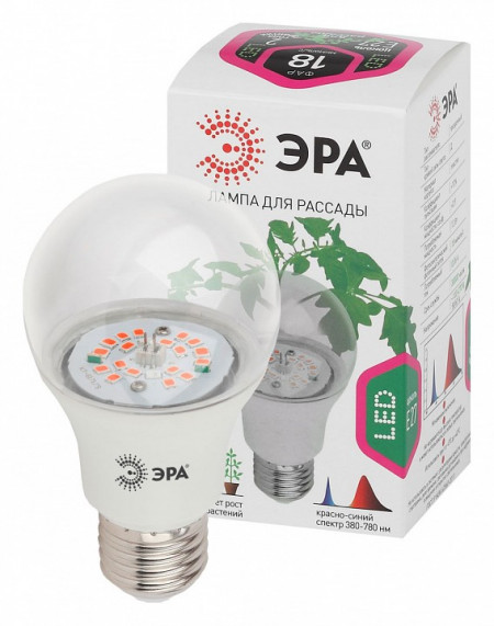 Лампа светодиодная Эра  E27 12Вт 1310K A60-12S 9W DR/B PPF1.4umol/J Filcker 10%