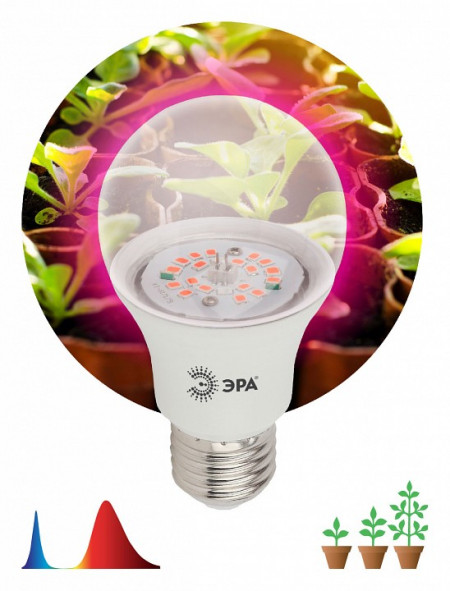 Лампа светодиодная Эра  E27 12Вт 1310K A60-12S 9W DR/B PPF1.4umol/J Filcker 10%