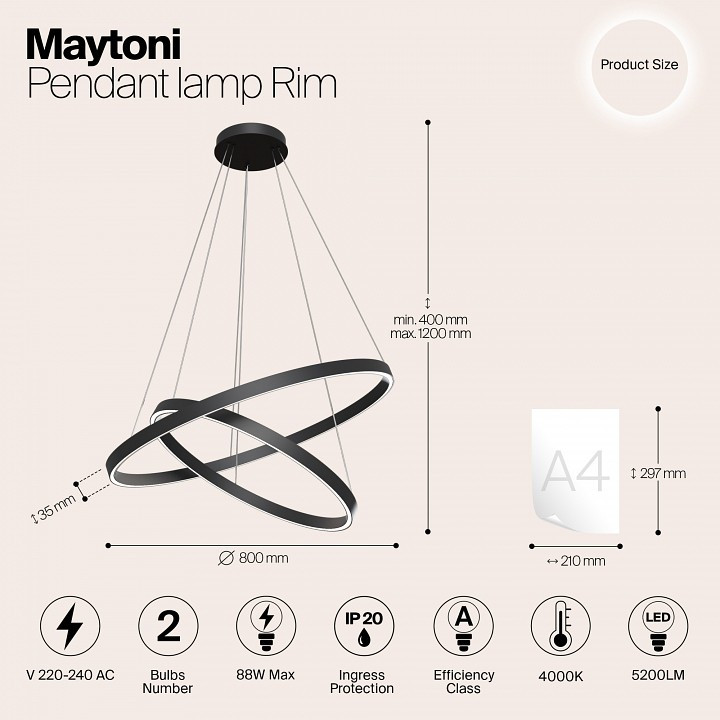 Подвесной светильник Maytoni Rim MOD058PL-L74B4K