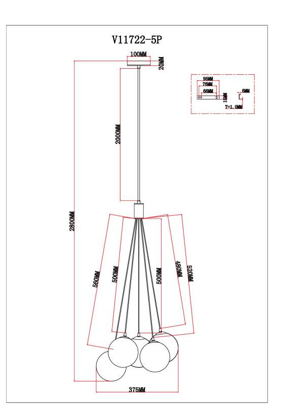 Подвесной светильник Moderli V11722-5P