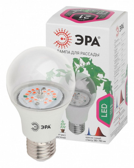Лампа светодиодная Эра  E27 12Вт 1310K A60-12S 9W DR/B PPF1.4umol/J Filcker 10%
