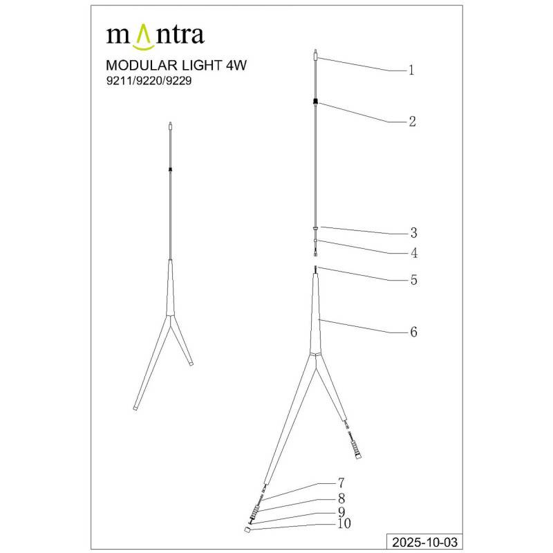 Подвесной светильник Mantra 9385+9220 (5L)