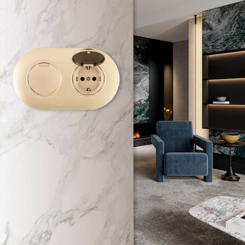 Розетка Arte Milano SET08-2-41-1x2 shampan