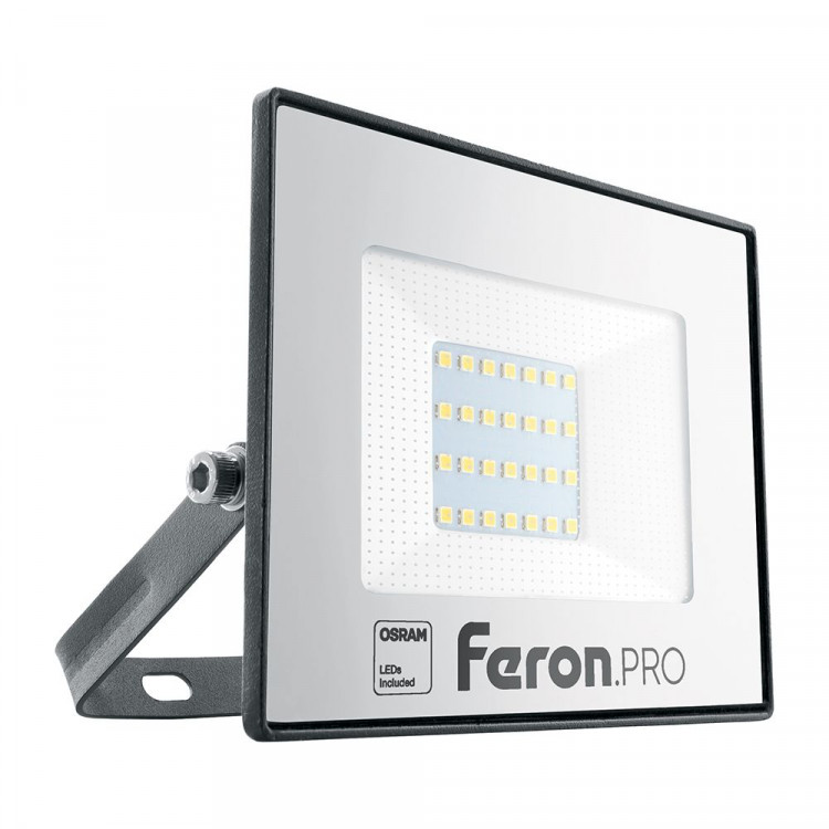 Прожектор светодиодный Feron.PRO 30 W, 6500K, IP65, 3000Lm, Белый/черный корпус,  арт.41539