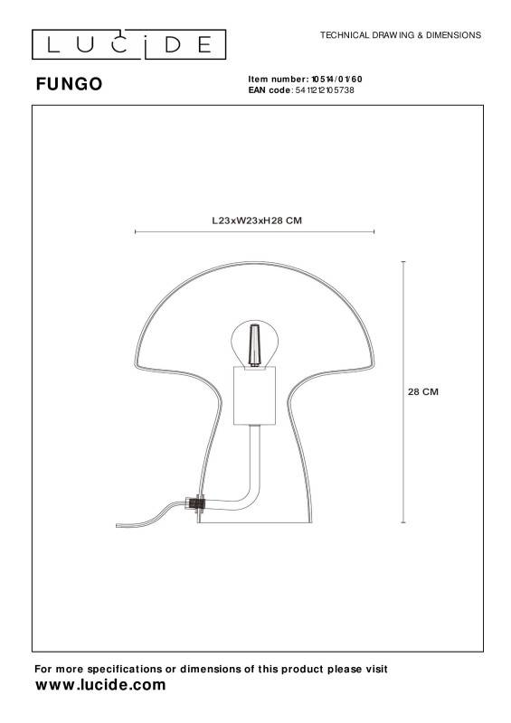 Детская настольная лампа LUCIDE 10514/01/60