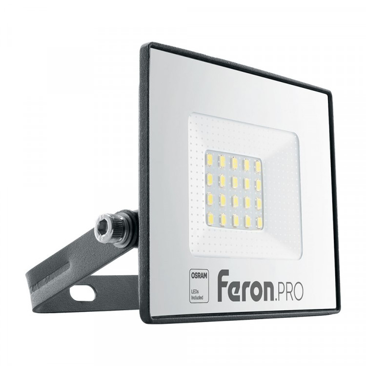 Прожектор светодиодный Feron.PRO 20 W, 6500K, IP65, 1600Lm, Белый/черный корпус,  арт.41538