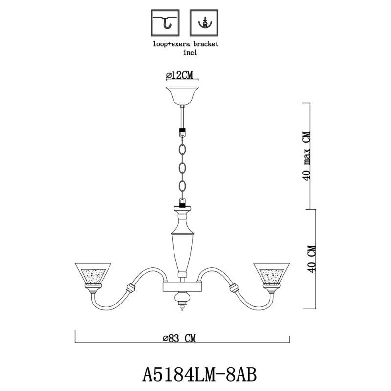 Подвесная люстра ARTE Lamp A5184LM-8AB
