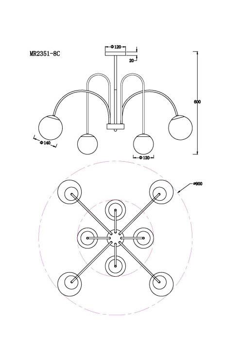 Люстра на штанге MyFar MR2351-8C