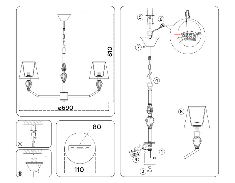 Подвесная люстра Ambrella Light LH75061