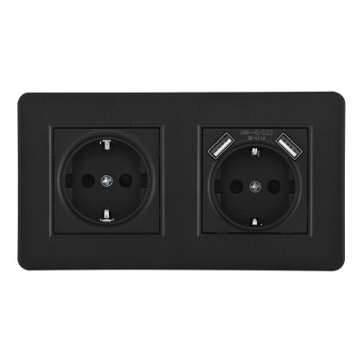 Розетка Arte Milano SET16-2-47-1-40-1 black