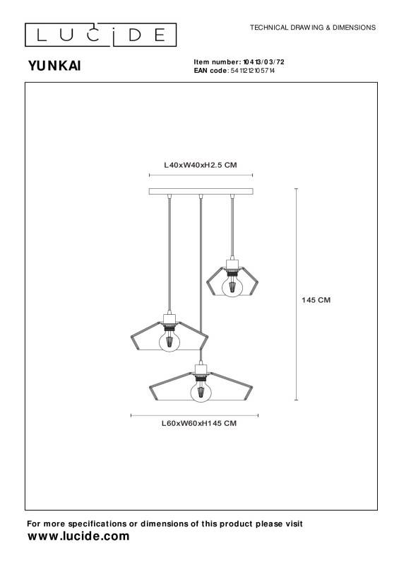 Каскадная люстра LUCIDE 10413/03/72