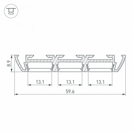 Профиль накладной Arlight PHS-3X-2000 ANOD 013209