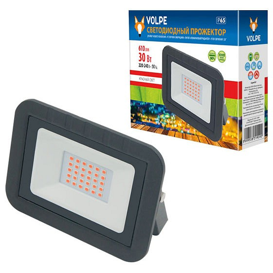 Настенный прожектор Volpe ULF-Q511 ULF-Q511 30W/RED IP65 220-240В BLACK картон