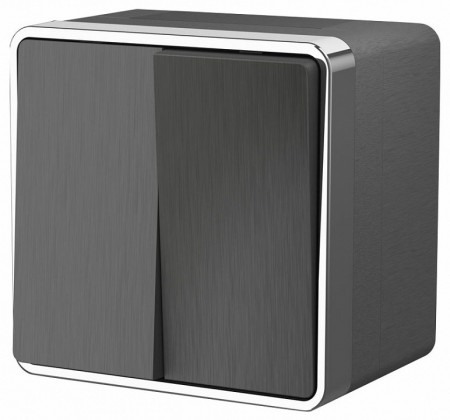 Выключатель двухклавишный влагозащищенный Werkel Gallant (графит рифленый) W5020204