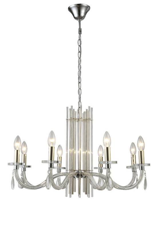 Подвесная люстра Crystal Lux AURELIO SP8 GOLD+CHROME/TRANSPARENT