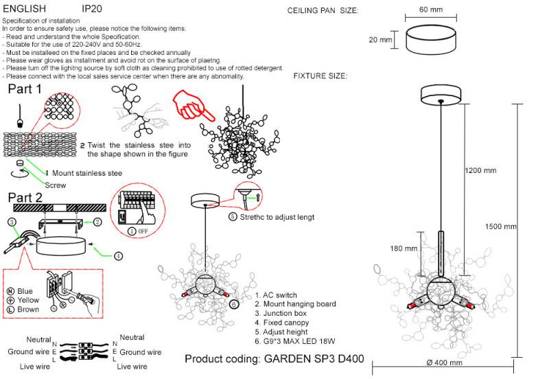 Подвесная люстра Crystal Lux GARDEN SP3 D400 GOLD