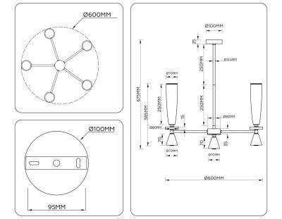 Люстра на штанге Ambrella Light LH75371