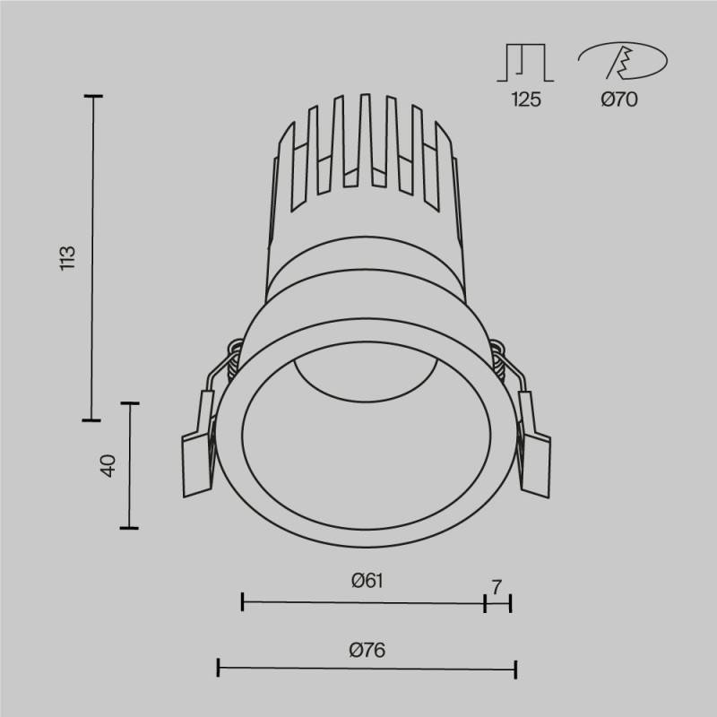 Встраиваемый светильник Maytoni Technical DL118-15W-3K-B