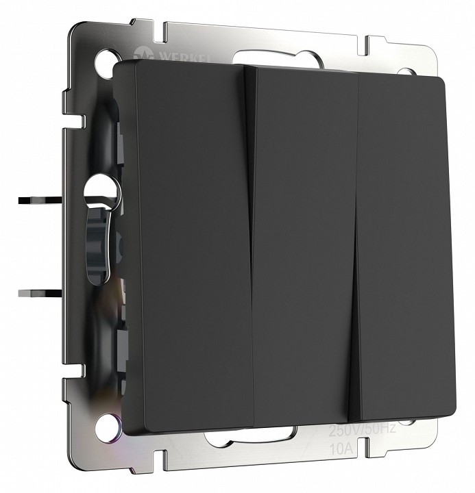Выключатель трехклавишный без рамки Werkel черный матовый W1130008 (черный матовый)