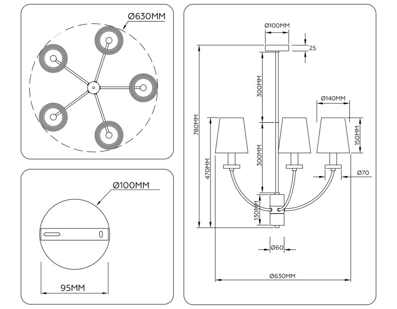 Люстра на штанге Ambrella Light LH75351