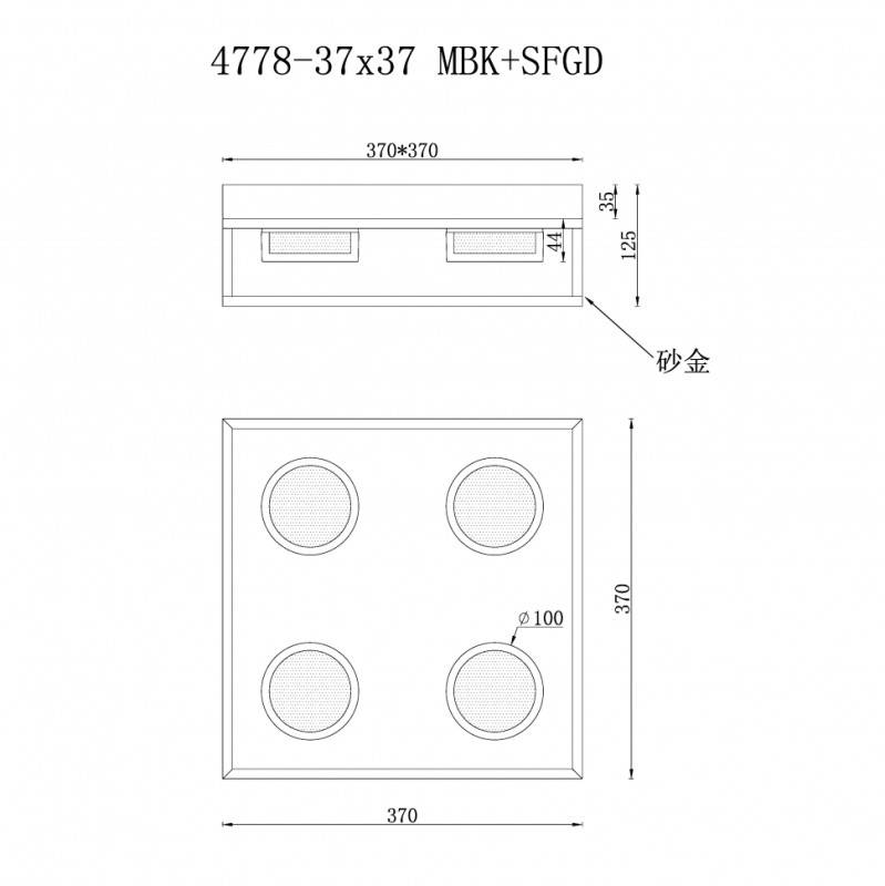 Накладной светильник iLedex 4778-37x37 MBK+SGD