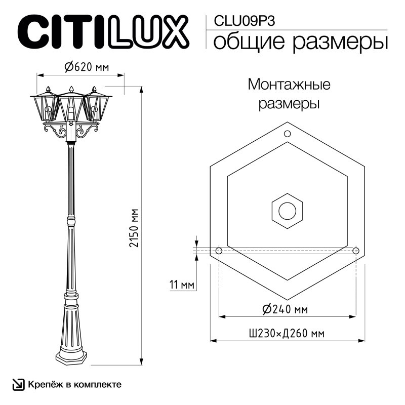Садово-парковый светильник Citilux CLU09P3