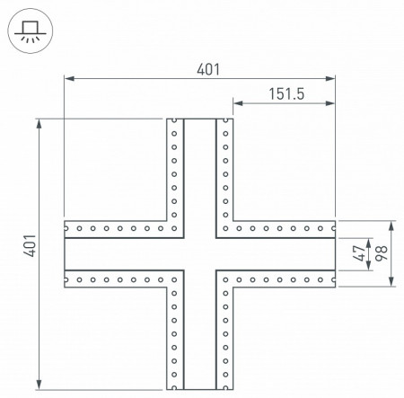 Соединитель угловой X-образный накладной Arlight S-LUX 030109