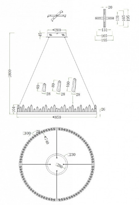 Подвесной светильник Maytoni Gletscher H186-PL-01-61W-BS