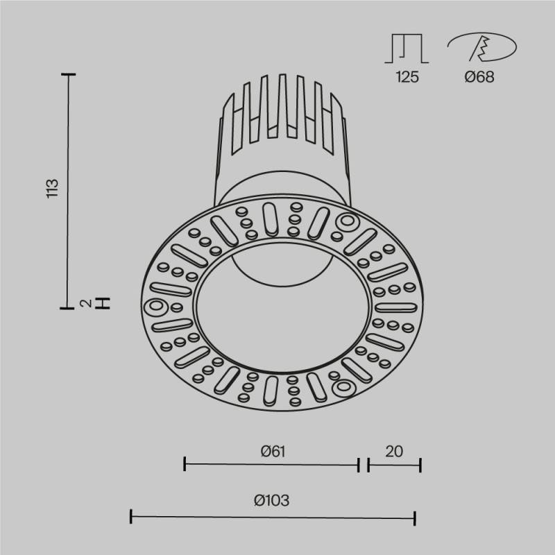 Встраиваемый светильник Maytoni Technical DL122-15W-2.7K-TRS-B