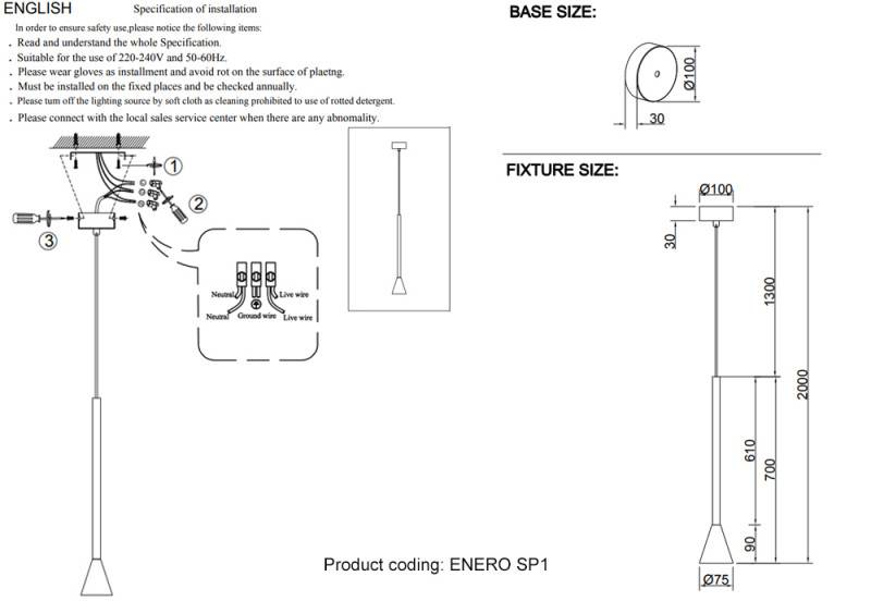 Подвесной светильник Crystal Lux ENERO SP1 BRASS