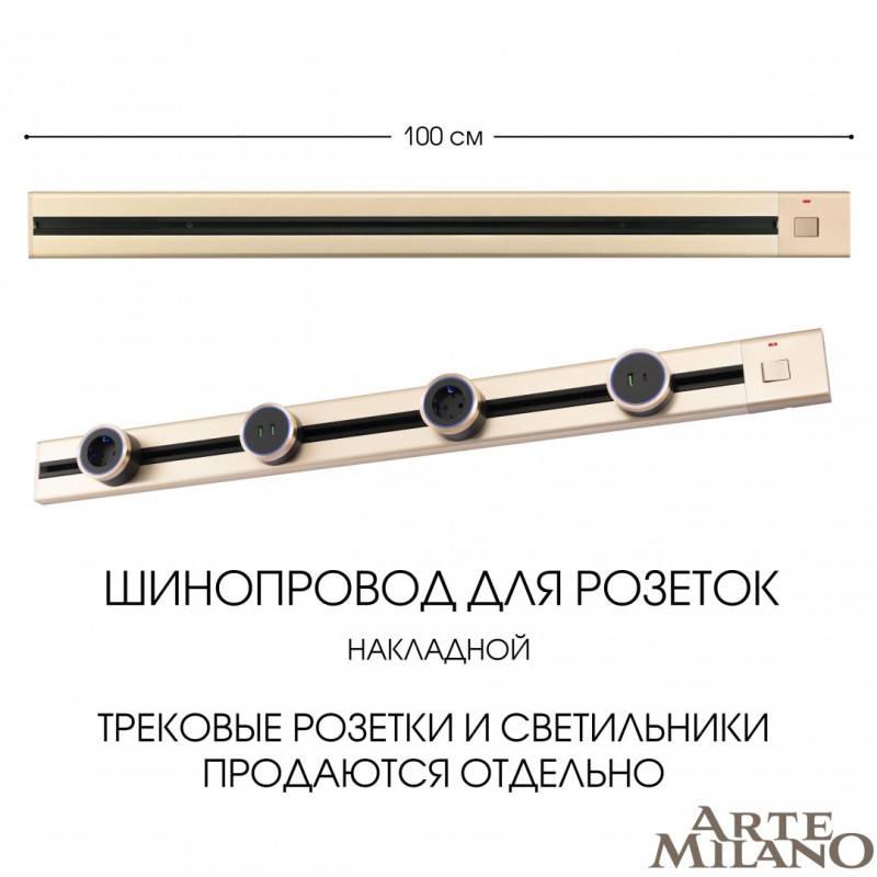 Трековая система розеток Arte Milano 385201TOB/100 Gold