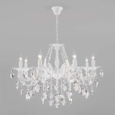 Подвесная люстра Eurosvet 10108/8 белый/прозрачный хрусталь Strotskis