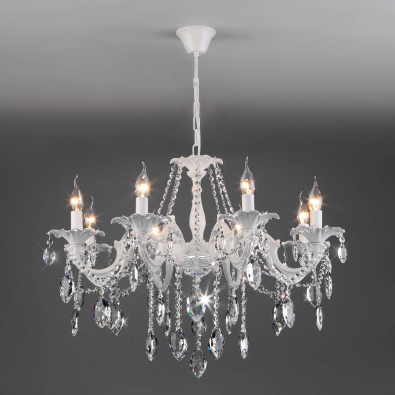 Подвесная люстра Eurosvet 10108/8 белый/прозрачный хрусталь Strotskis