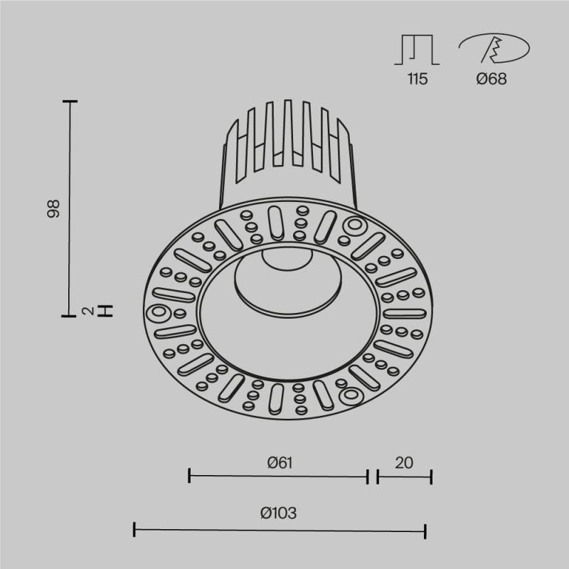 Встраиваемый светильник Maytoni Technical DL121-15W-4K-TRS-B