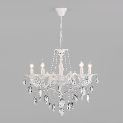 Подвесная люстра Eurosvet 10108/5 белый/прозрачный хрусталь Strotskis