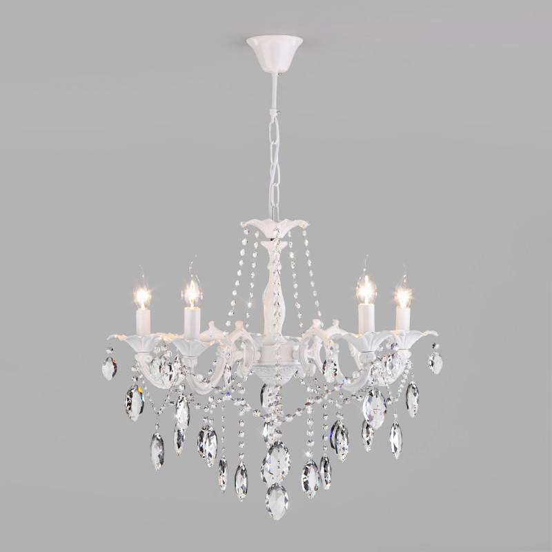 Подвесная люстра Eurosvet 10108/5 белый/прозрачный хрусталь Strotskis