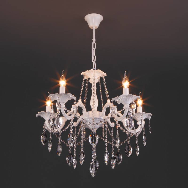 Подвесная люстра Eurosvet 10108/5 белый/прозрачный хрусталь Strotskis